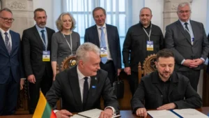 Гітанас Науседа та Володимир Зеленський підписують документи щодо вступу України до ЄС