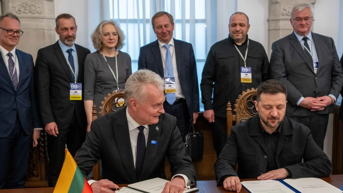 Гітанас Науседа та Володимир Зеленський підписують документи щодо вступу України до ЄС