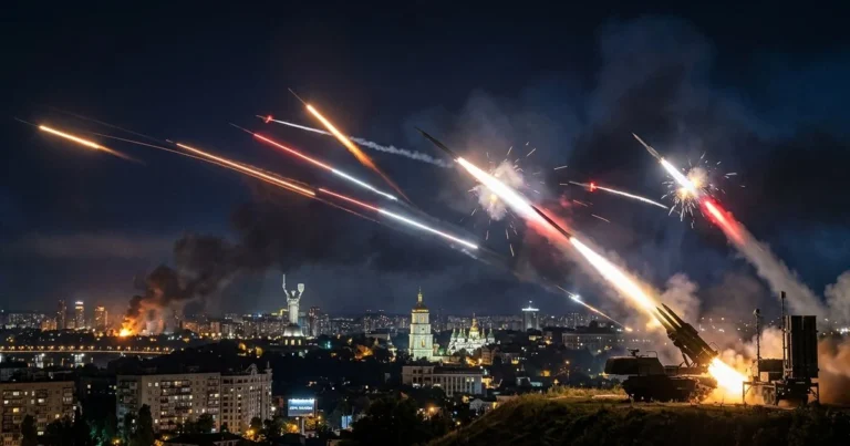Украинская ПВО сбивает российские ракеты и дроны над Киевом ночью