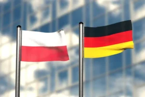 Прапори Польщі та Німеччини під час спору за вівсяну гуску