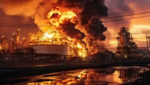 Пожежа на Сизранському НПЗ після удару ЗСУ вночі